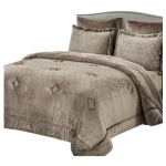 Nova Home Landers 3D Embossed Velvet Flannel Winter Comforter Set, Brawn, King Size - Nova Home