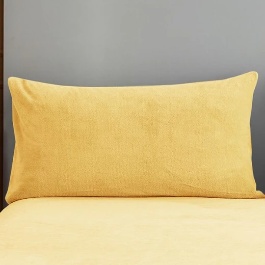 Nova home warmfit winter microfleece pillowcase set yellow color 2 pieces - Nova Home - Image 2