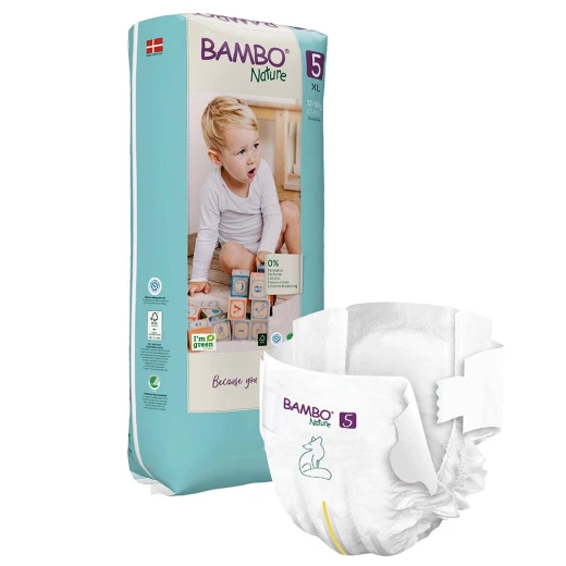 Bambo Nature Diapers Size 5 (12-18 Kg), 44 Diapers, 2 Packs + Wet Wipes, 80 Wipe, 2 Packs - Bambo Nature - Image 3