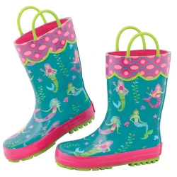 Stephen Joseph Mermaid Rain Boots for Kids Waterproof Playful Design Size 7 Featuring Removable Insoles and Non Slip Soles for Safe Outdoor Adventures