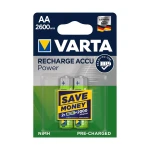 Varta Rechargeable AA2600mAh BLI2 AA battery, Silver & Green - VARTA