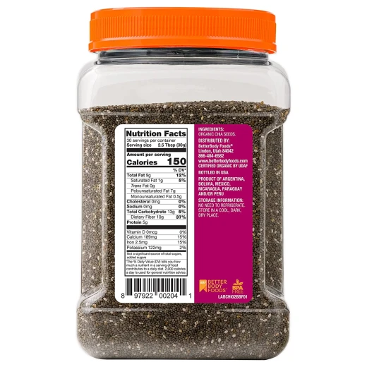 Better Body Food Organic Chia Seeds, 567gram - Better Body Food - Image 3