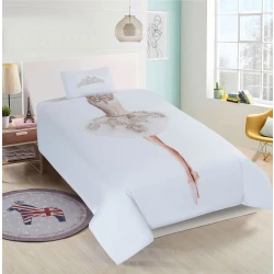 طقم وجه لحاف للأطفال, بتصميم راقصة الباليه, مصنوع من القطن, باللون الابيض, حجم مفرد من نوفا هوم