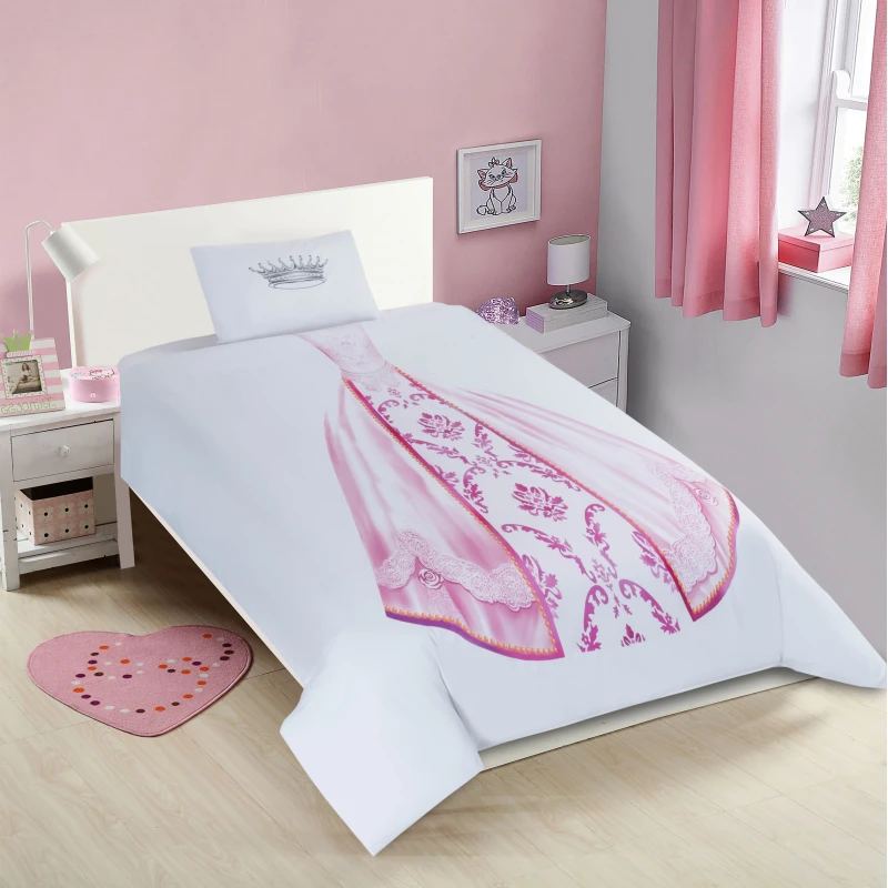 طقم وجه لحاف للأطفال, بتصميم الاميره, مصنوع من القطن, باللون الابيض, حجم مفرد من نوفا هوم - نوفا هوم