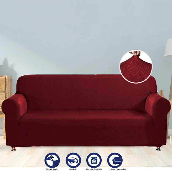 Nova home perfect fit stretch sofa cover, 1 seat, burgundy color - Nova Home