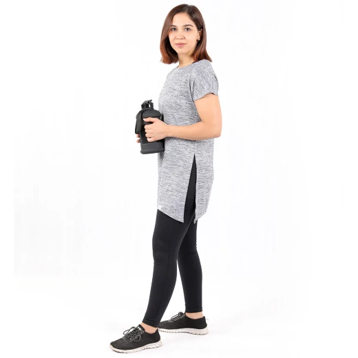 RB Women's Side High-Low T-Shirt, Small Size, Striped Black & White Color - RB - Image 2