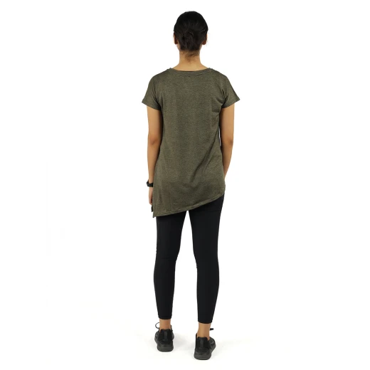 RB Women's Side High-Low T-Shirt, Medium Size, Dark Green Color - RB - Image 3