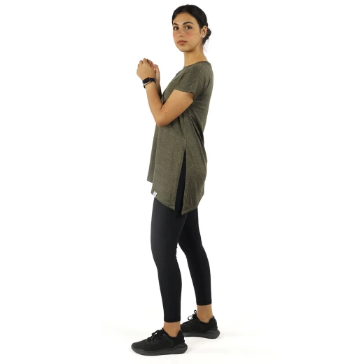 RB Women's Side High-Low T-Shirt, Medium Size, Dark Green Color - RB - Image 4