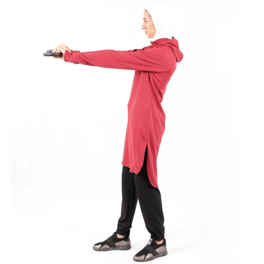 هودي نسائي طويل للجري ، مقاس صغير، باللون الاحمر من أر بي - أر بي - Image 2