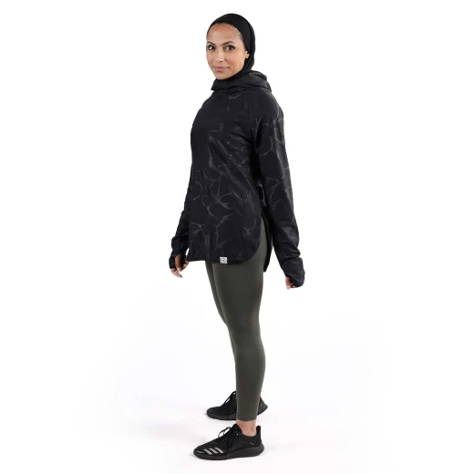 RB Women's Short Running Hoodie, Medium Size, Marble Black Color - RB - Image 5