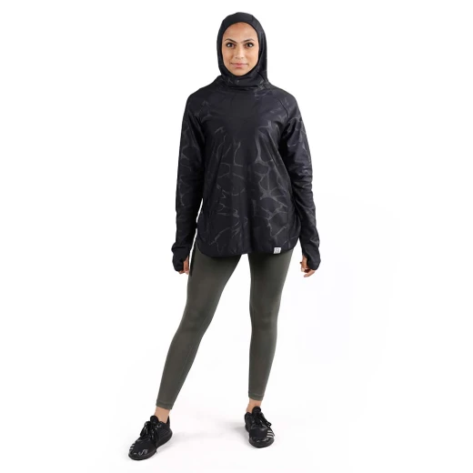 RB Women's Short Running Hoodie, Medium Size, Marble Black Color - RB - Image 4