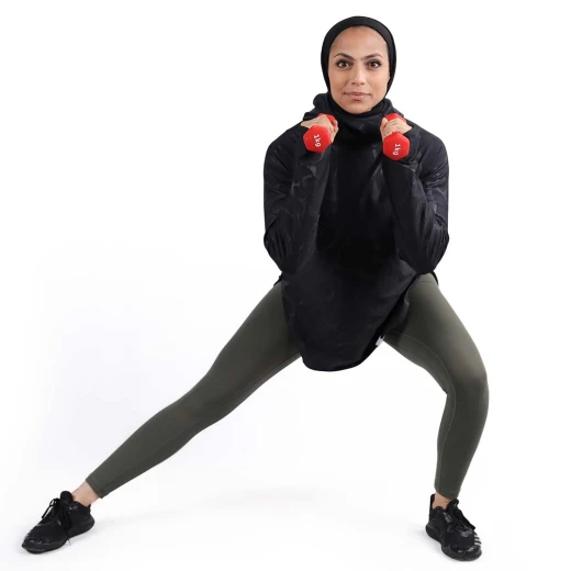 RB Women's Short Running Hoodie, Large Size, Marble Black Color - RB - Image 4
