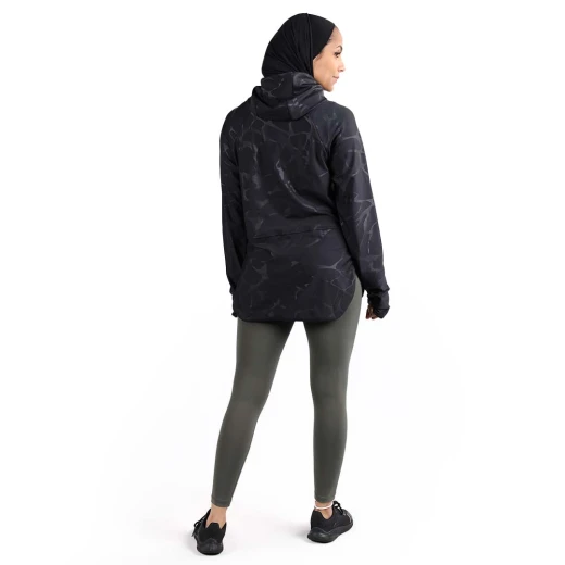 RB Women's Short Running Hoodie, Large Size, Marble Black Color - RB - Image 5