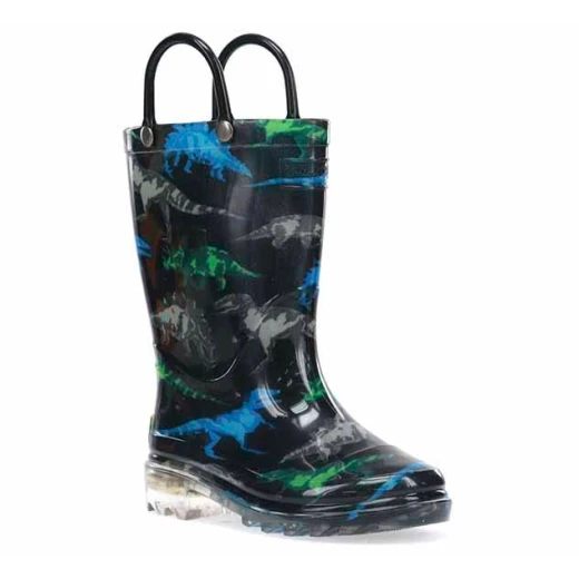 Western Chief Kids Dinosaur Friends Lighted Rain Boot, Black Color, Size 20 - Western Chief - Image 2