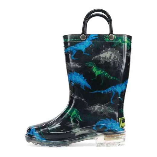 Western Chief Kids Dinosaur Friends Lighted Rain Boot, Black Color, Size 20 - Western Chief - Image 4