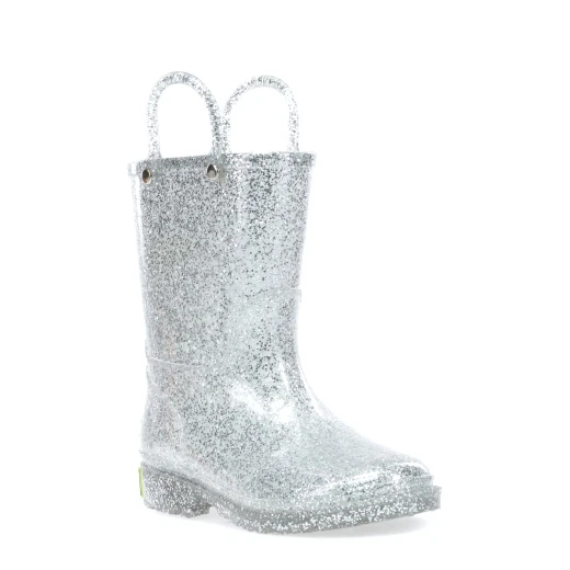Western Chief Kids Glitter Rain Boots, Silver Color, Size 28 Western Chief Kids Glitter Rain Boots, Silver Color, Size 28