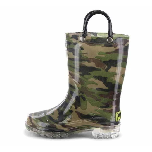 Western Chief Kids Camo Lighted Rain Boots, Green Color, Size 25 - Western Chief - Image 2