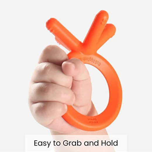 Comotomo Baby Finger Sized Silicone Teether, Orange Color - Comotomo - Image 3
