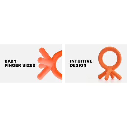 Comotomo Baby Finger Sized Silicone Teether, Orange Color - Comotomo - Image 4
