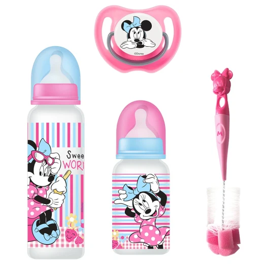 Disney Minnie Mouse Baby Gift Set of 4 Pieces, Pink Color Disney Minnie Mouse Baby Gift Set of 4 Pieces, Pink Color