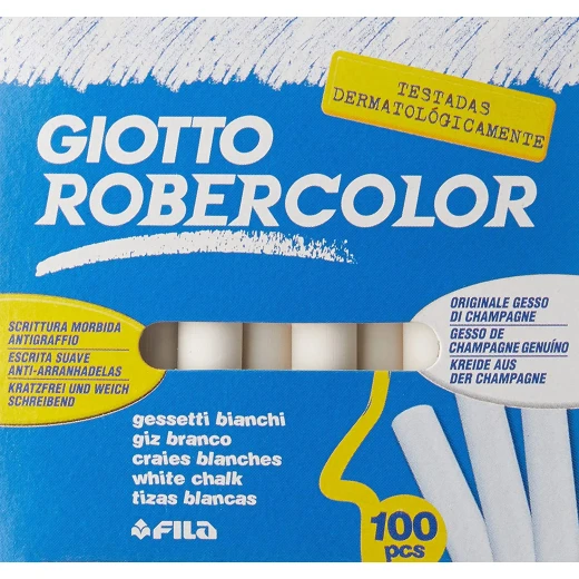Giotto Robercolor Chalk, White, Pack of 100 Giotto Robercolor Chalk, White, Pack of 100