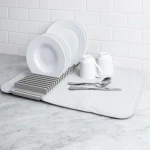 Umbra Dish Drying Matt with Versatile Dish Rack, Light Grey Color - Umbra