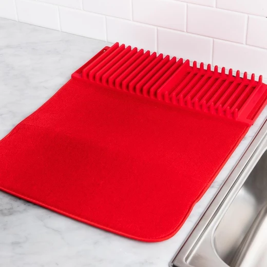 Umbra Dish Drying Matt with Versatile Dish Rack, Red Color - Umbra - Image 2