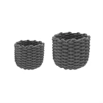 Weva fiori cotton storage basket set, 100% cotton , 2 pcs , charcoal - Weva