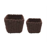 Weva spectrum faux rattan storage basket set ,2 pcs, dark brown - Weva