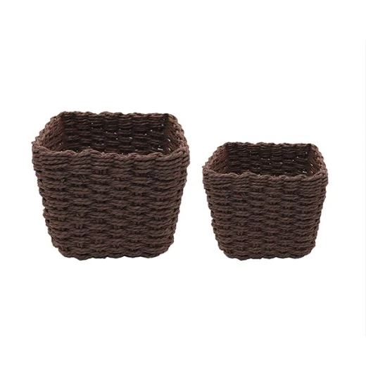 Weva spectrum faux rattan storage basket set ,2 pcs, dark brown Weva spectrum faux rattan storage basket set ,2 pcs, dark brown