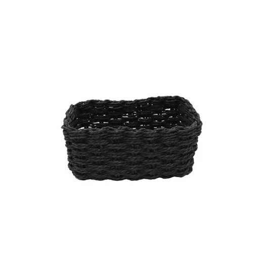 Weva stack faux rattan storage basket set, 3 pcs, black - Weva - Image 3