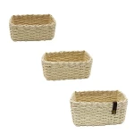 Weva stack faux rattan storage basket set, ivory color, 3 pieces - Weva