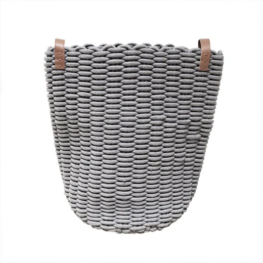 Weva ridger cotton laundry basket with leather handle, grey Weva ridger cotton laundry basket with leather handle, grey