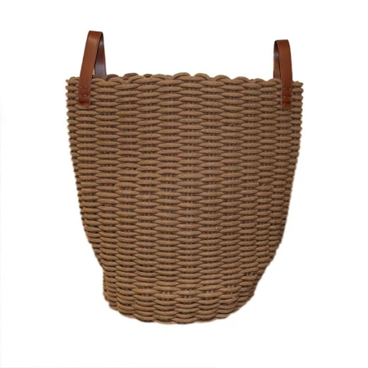 Weva ridger cotton laundry basket with leather handle, taupe Weva ridger cotton laundry basket with leather handle, taupe