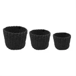 Weva rattique faux rattan storage basket set,3 pcs, black - Weva