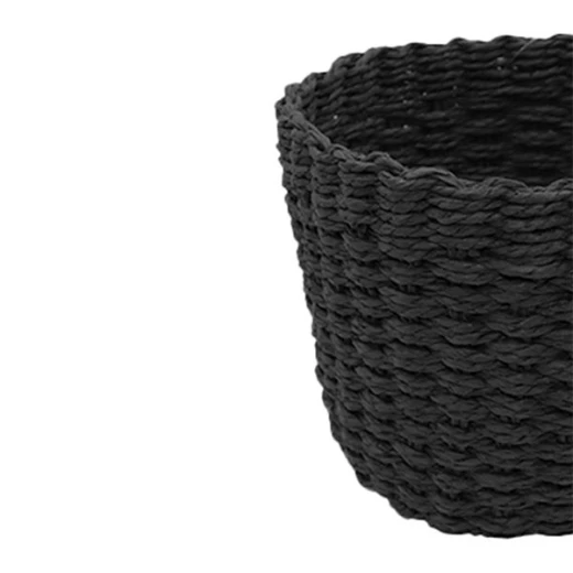 Weva rattique faux rattan storage basket set,3 pcs, black - Weva - Image 2