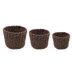Weva rattique faux rattan storage basket set, 3 pcs, dark brown - Weva