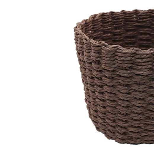 Weva rattique faux rattan storage basket set, 3 pcs, dark brown - Weva - Image 2