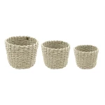 Weva rattique faux rattan storage basket set, 3 pcs ,ivory - Weva