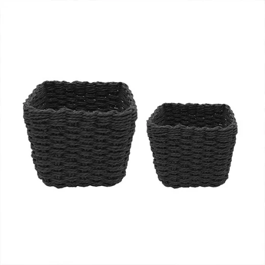 Weva spectrum faux rattan storage basket set, 2 pcs ,black Weva spectrum faux rattan storage basket set, 2 pcs ,black