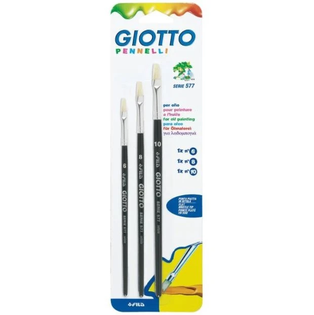 Giotto Flat Brushes 3 Pieces Set No. 6-8-10 - Giotto