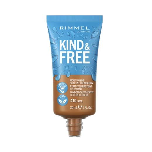 Rimmel Kind & Free Moisturising Skin Tint 410 Latte 30ml Clean Beauty Foundation for Hydrated Skin Rimmel Kind & Free Moisturising Skin Tint 410 Latte 30ml Clean Beauty Foundation for Hydrated Skin