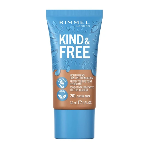 Rimmel London Kind & Free Classic Beige Skin Tint 30ml Natural Coverage Foundation Hydrating Makeup for Sensitive Skin
