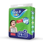 Fine Baby Diapers Mega Pack, Size 4, Large 7-14 Kg, 74 Diapers - Fine Baby