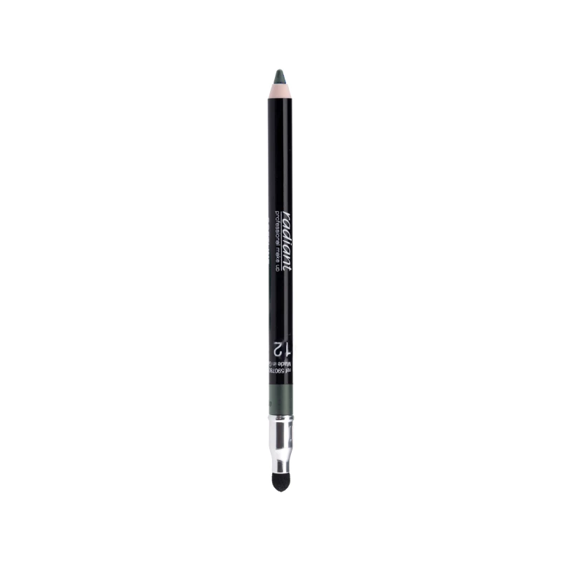 RADIANT Softline Waterproof Eye Pencil 12 Olive Light Brown Makeup, Long Lasting Eye Definition & Smokey Eye with Smudger - Radiant