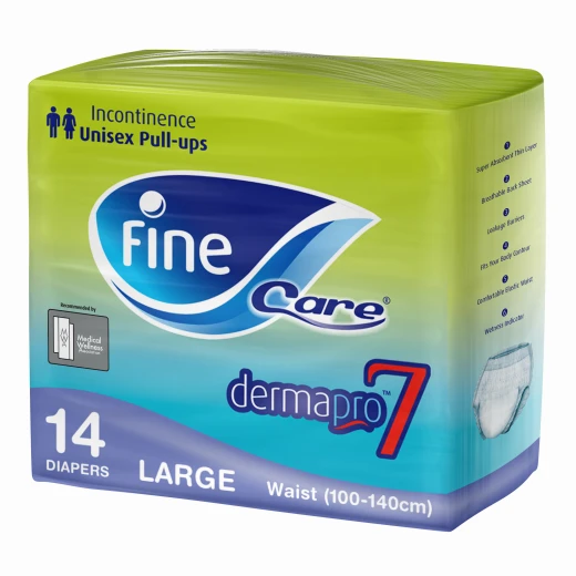Fine Care Incontinence Adult Pull Ups for Unisex, Large, Waist 100-140 Cm, Pack of 14 Fine Care Incontinence Adult Pull Ups for Unisex, Large, Waist 100-140 Cm, Pack of 14