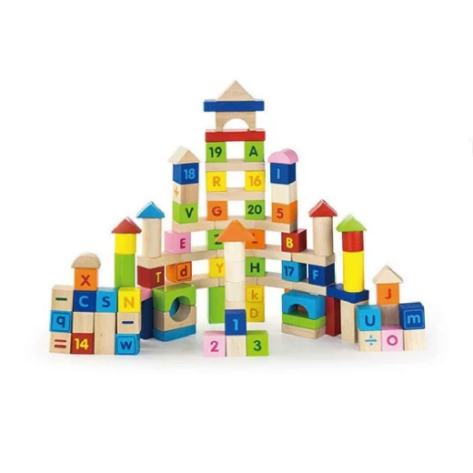 Viga Block Set Alphabet and Numbers, 100 Pieces - Viga - Image 2