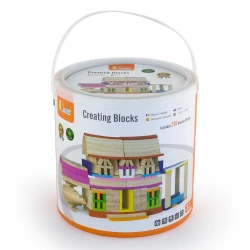 Viga Bucket Wooden Creation Blocks, 250 Pieces