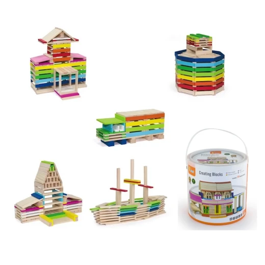 Viga Bucket Wooden Creation Blocks, 250 Pieces - Viga - Image 2