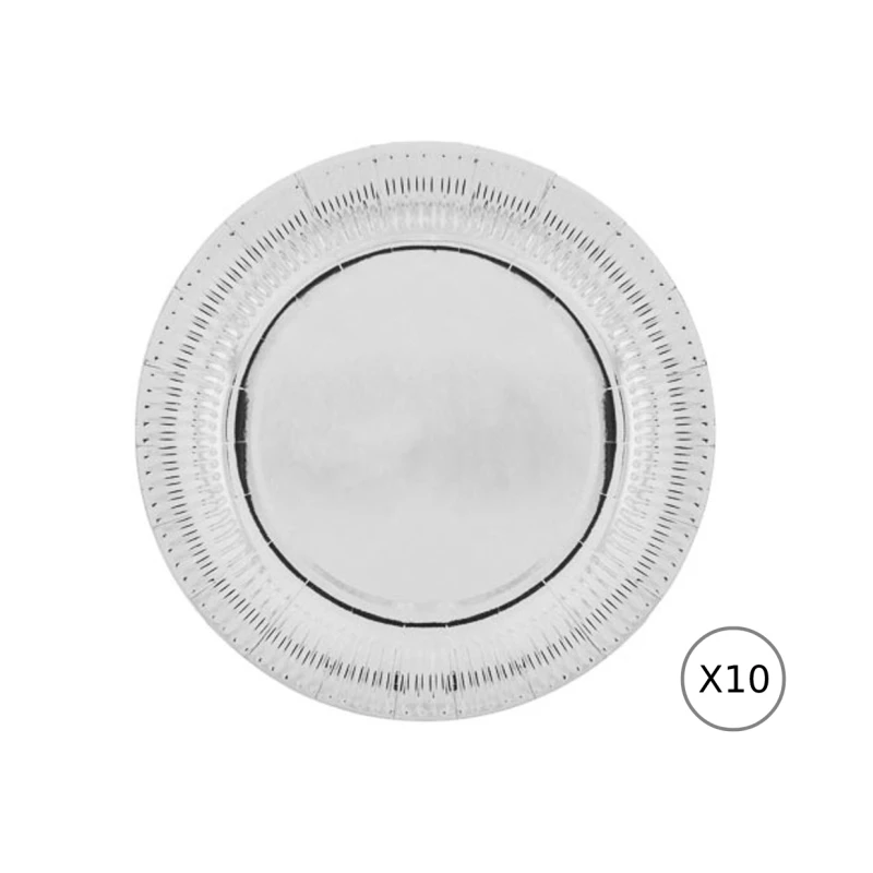 Al Shawash Plate Disposable, 18 Cm, 10 Pcs, Silver - Al Shawash